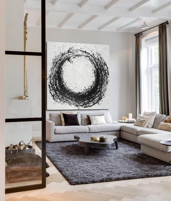 Minimal Black and White Painting #MN21A - Click Image to Close